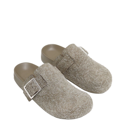 Ease Buckle Mule in Brushed Suede Green