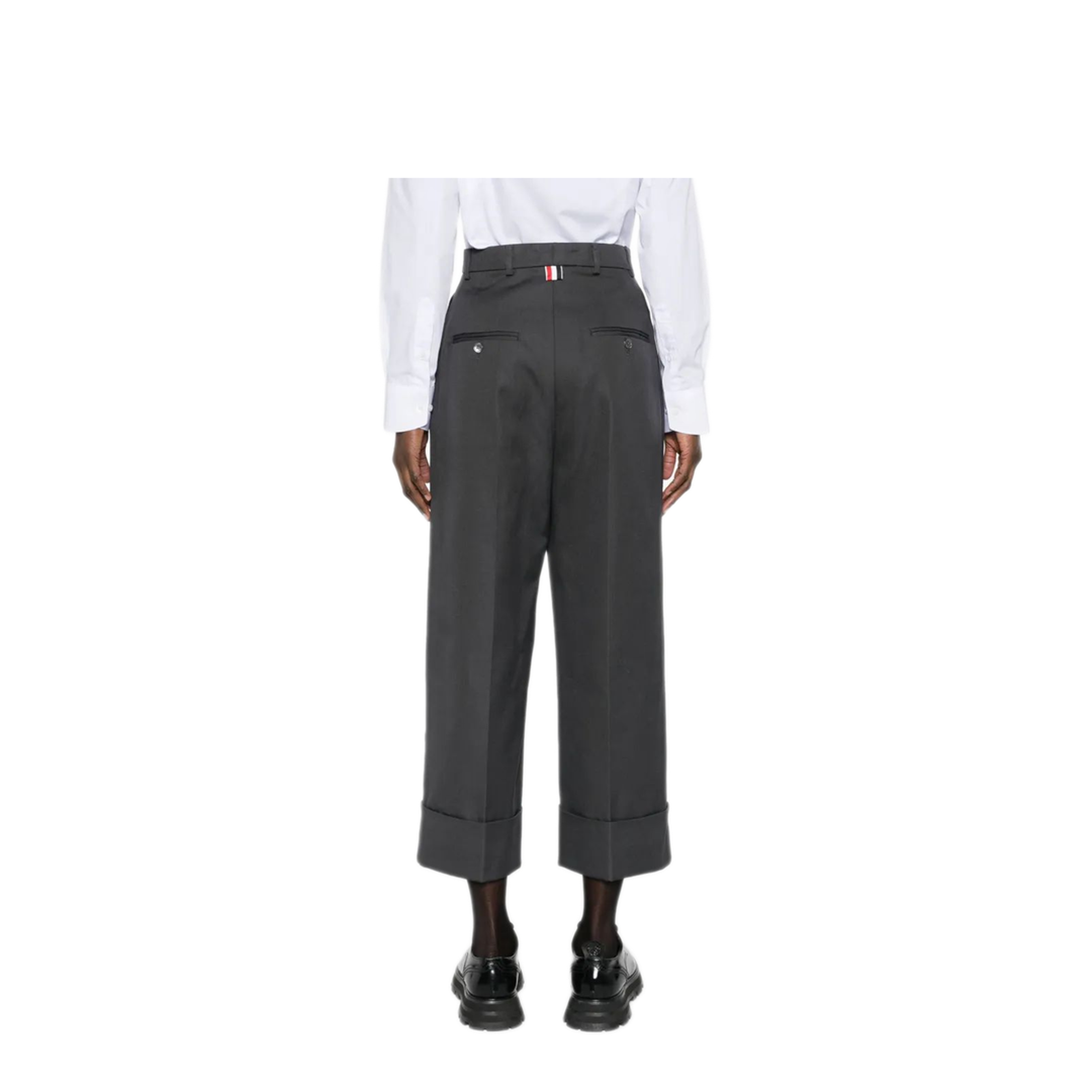 MAYFEYR - Thom Browne - High Waisted Straight Leg Trouser In Organic Cotton Canvas - FTC444UF0345025