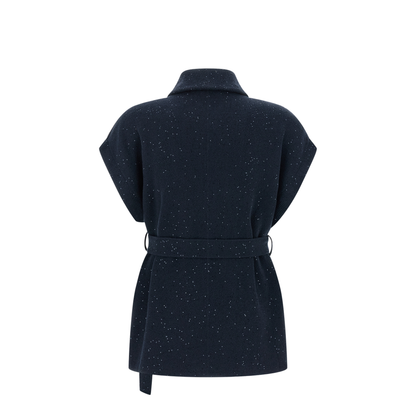 Double-Breasted Tie Knit Vest