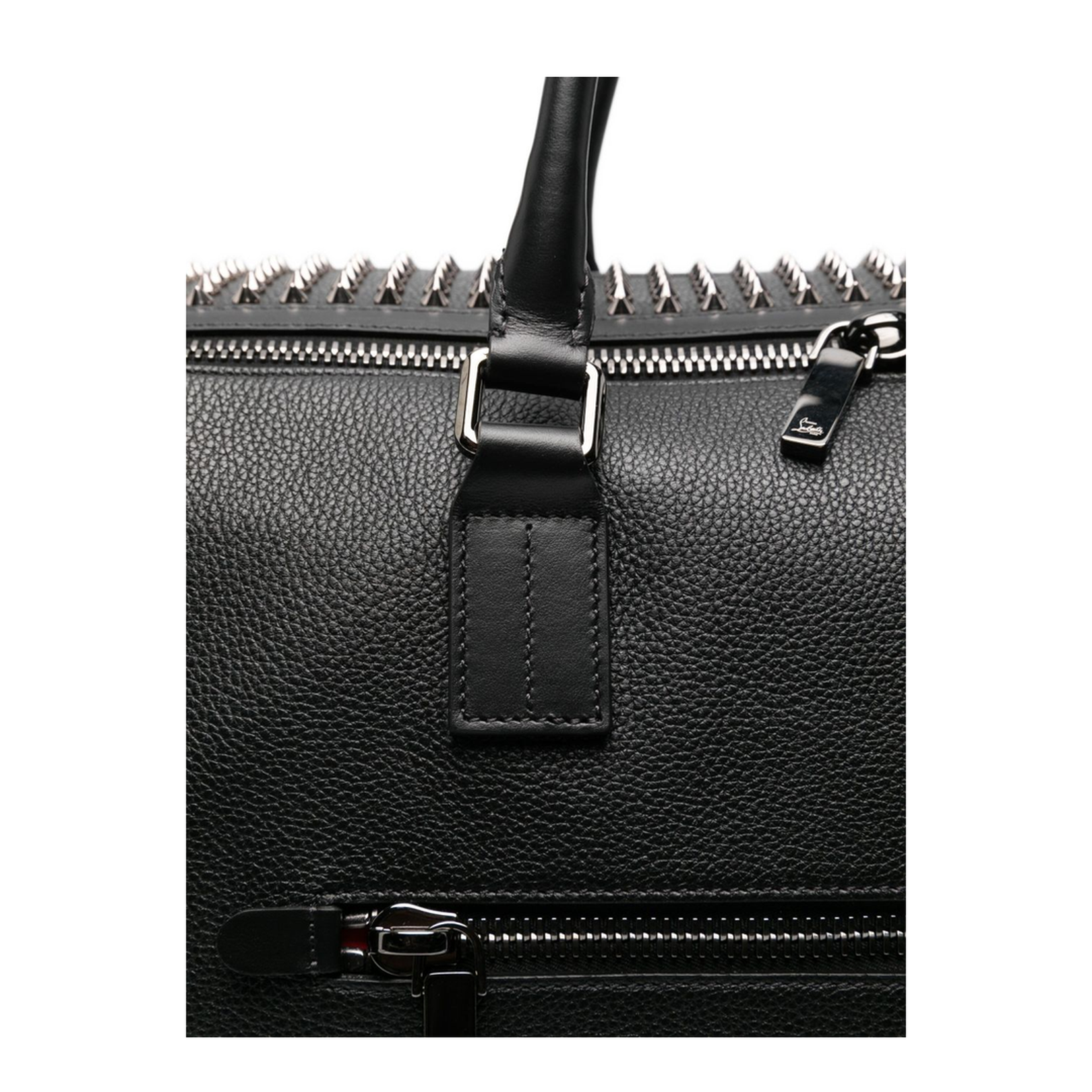 Black Calf Leather Two Top Handles Bag