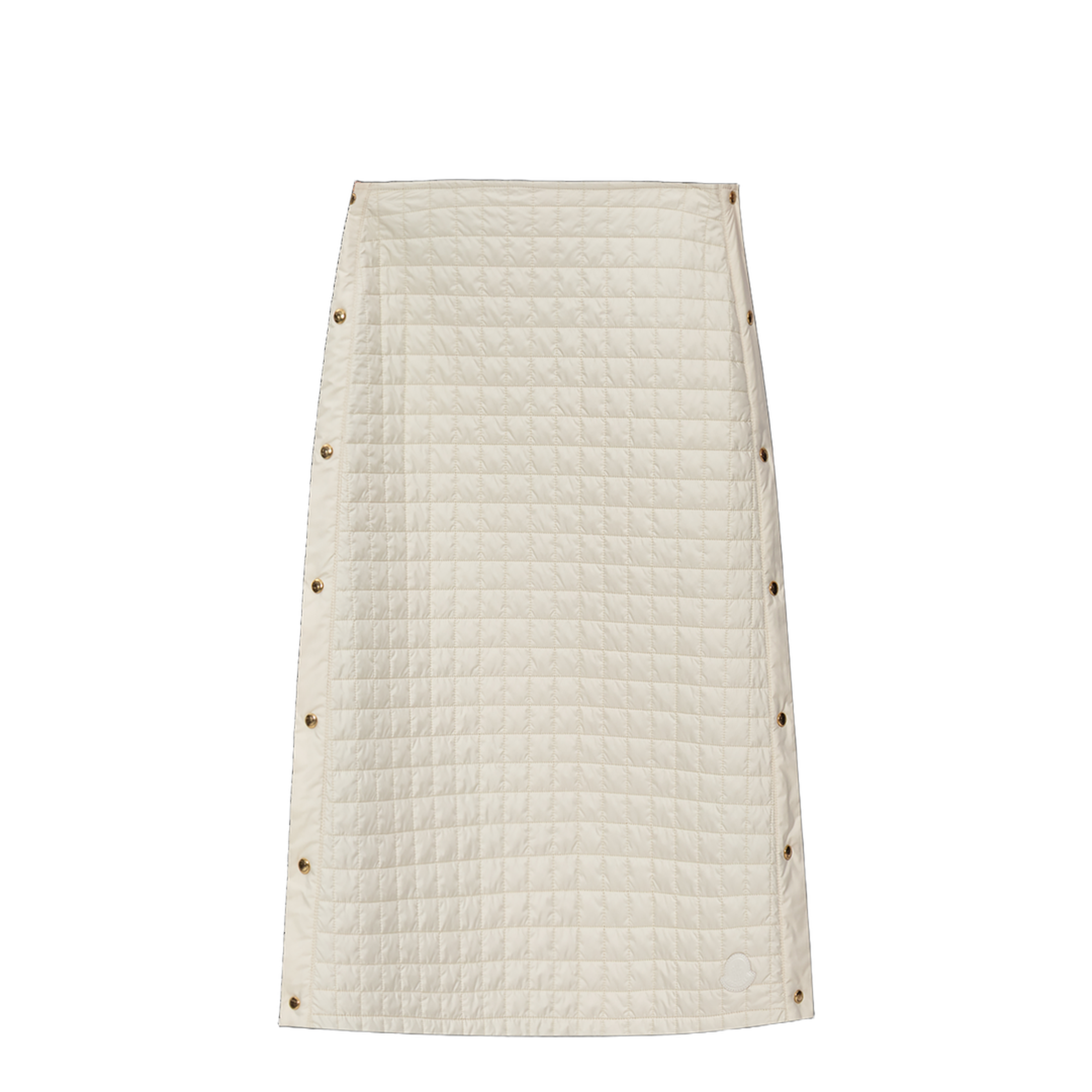 Light Beige Square-Quilted Padded Midi Skirt