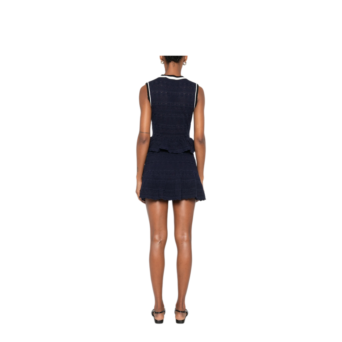 Mini Dress In Blue Knit With Ruffles