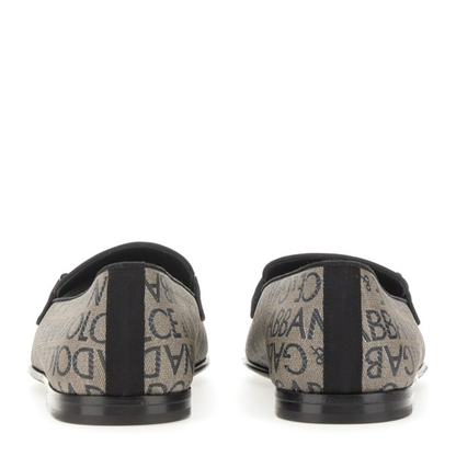 Loafers with all-over lettering logo print