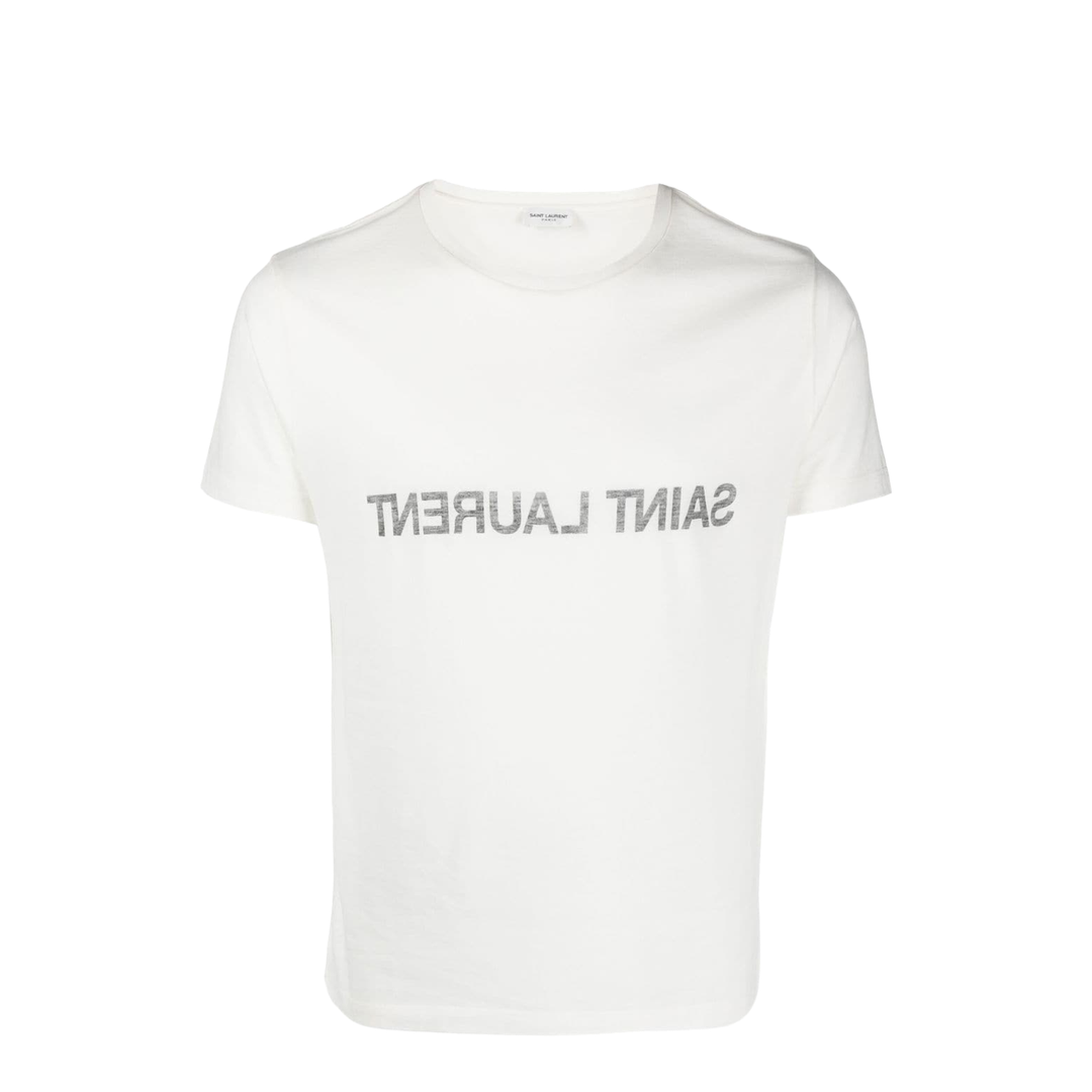 White T-Shirt with Black Logo Pattern