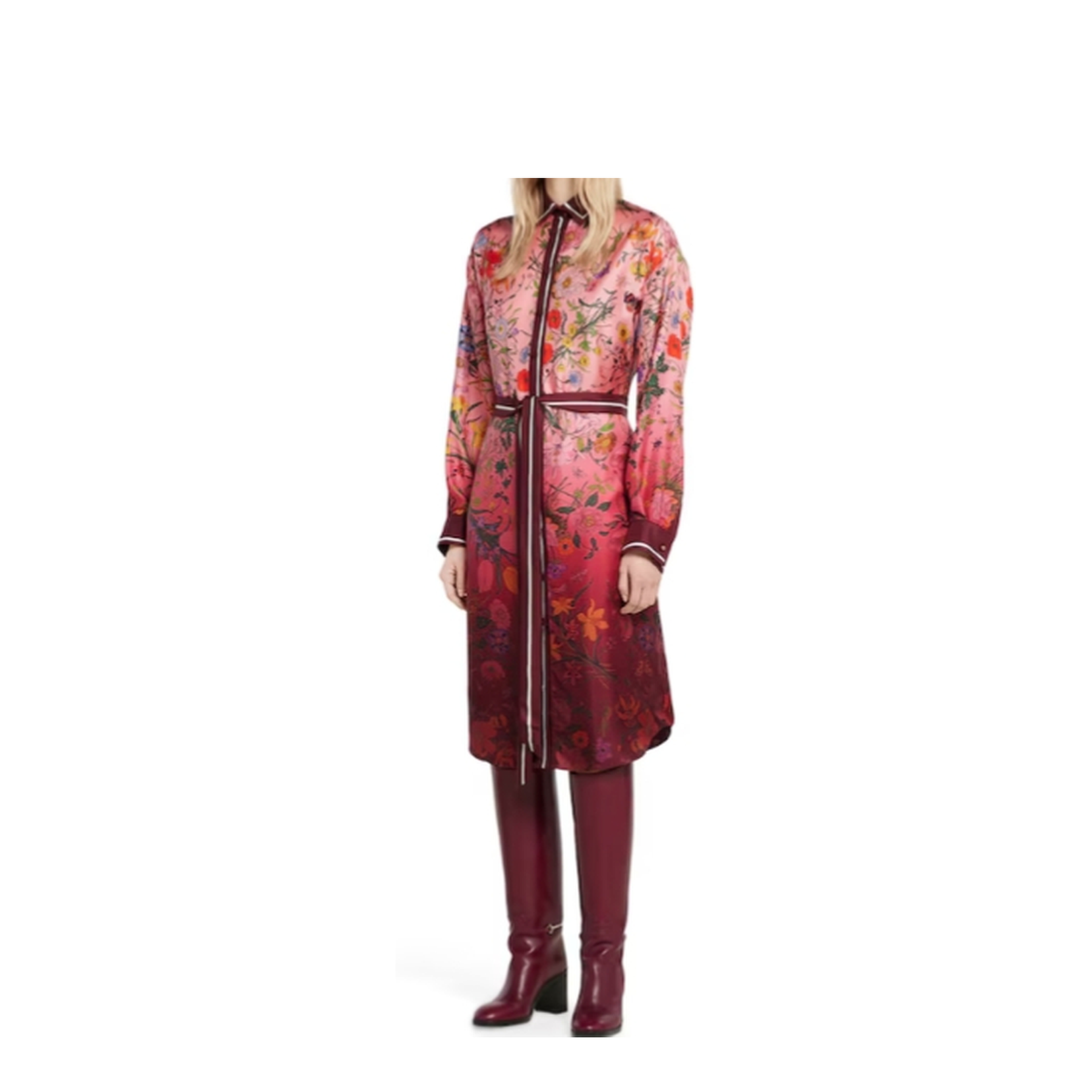 Printed Silk Twill Shirt Dress