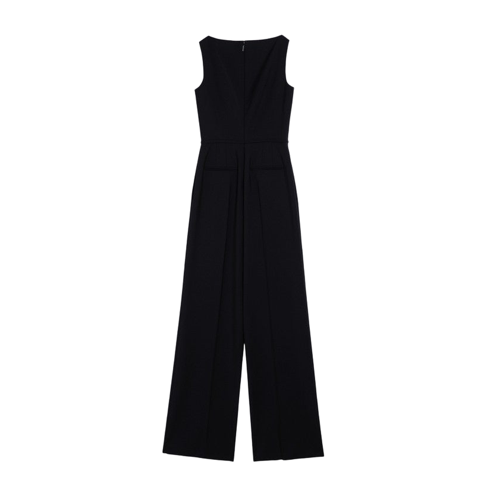 Navy Blue Wool Sleeveless Jumpsuit