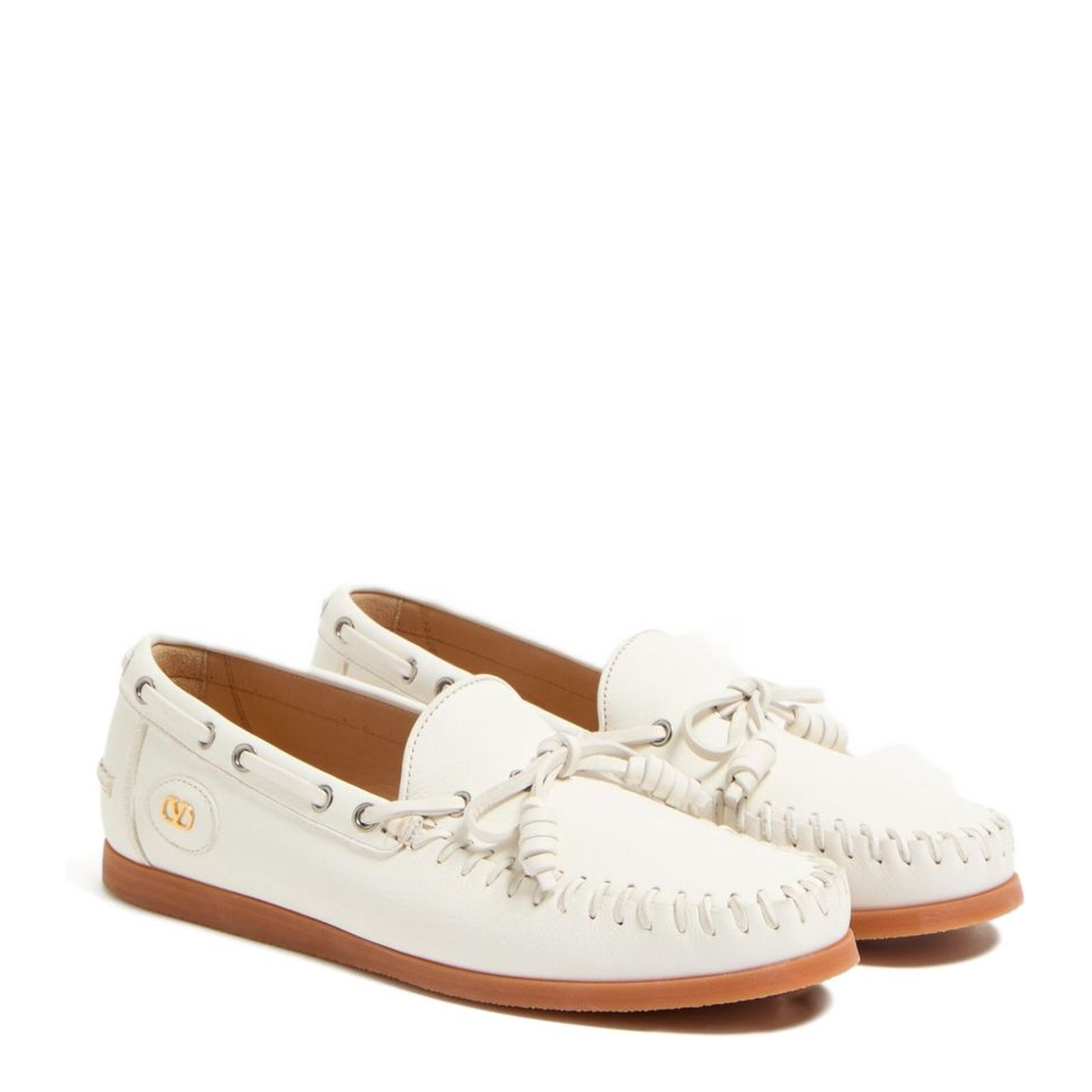 White Slip-On Style VLogo Signature Bow Detailing Flat Rubber Sole