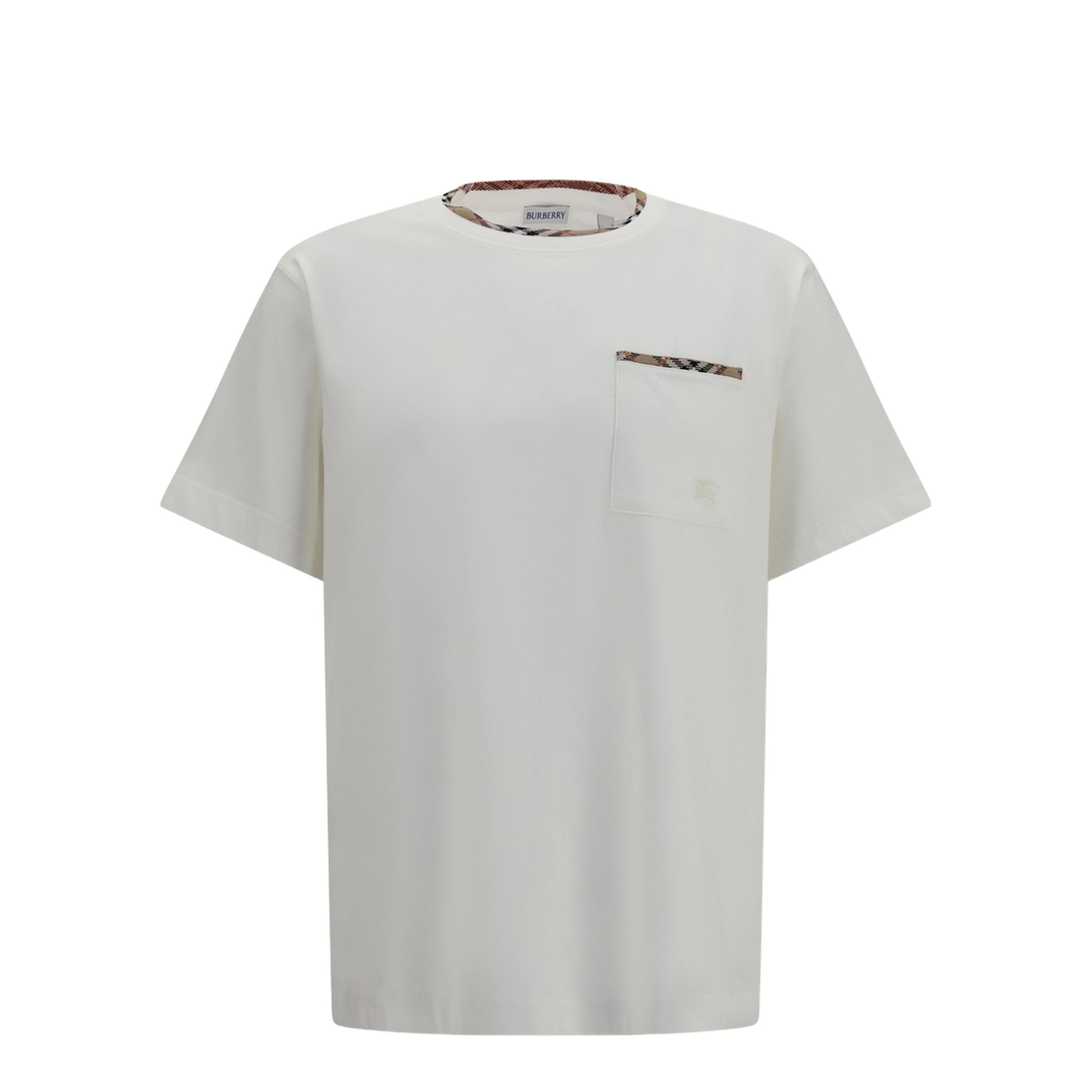 MAYFEYR - Burberry - Cotton T-Shirt With Check Trims - 8127629