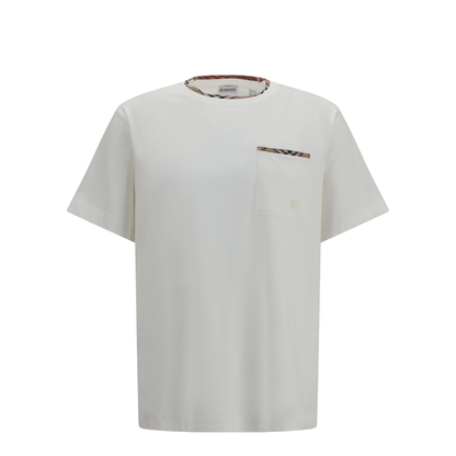 MAYFEYR - Burberry - Cotton T-Shirt With Check Trims - 8127629