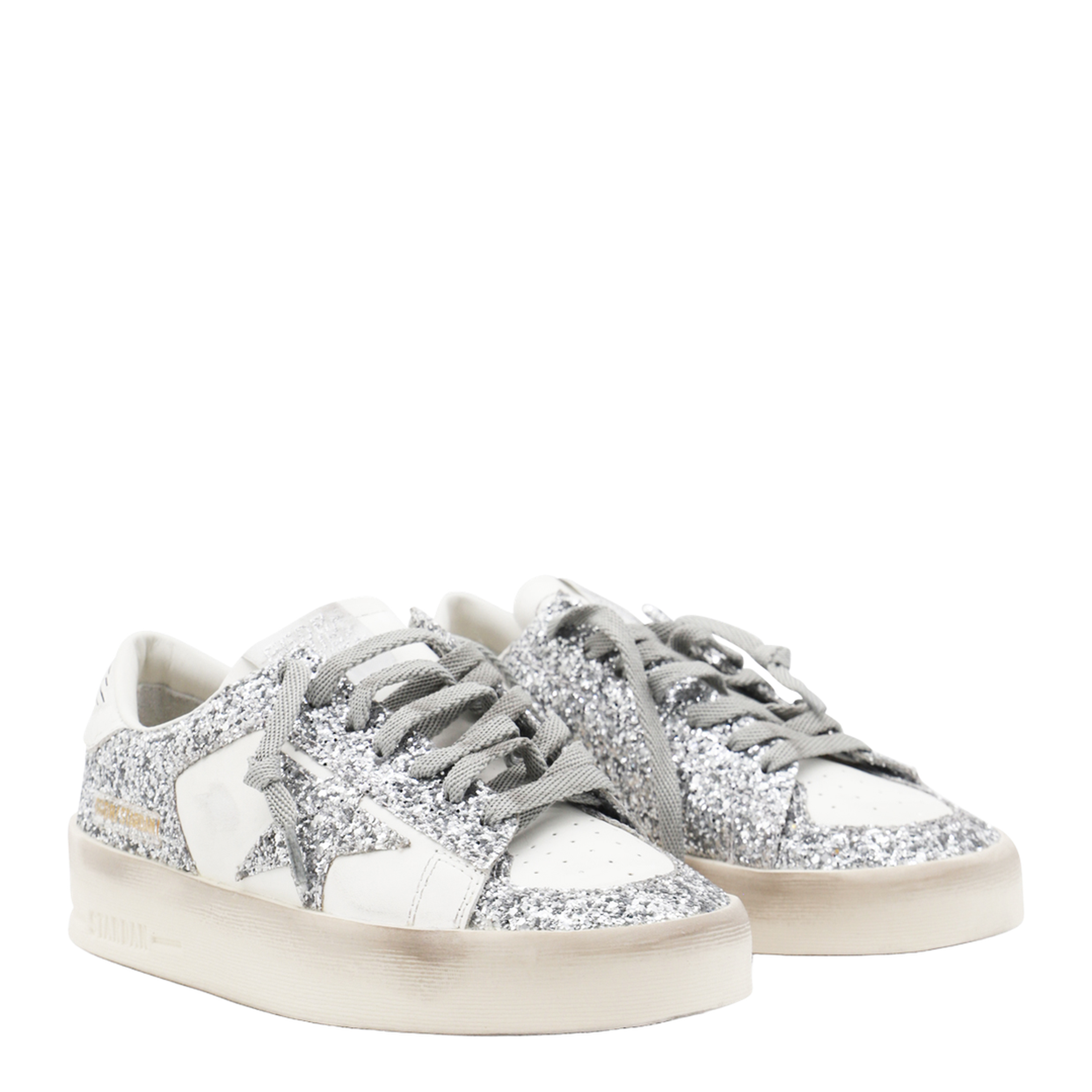 Stardan Sneakers in White and Silver Glitter