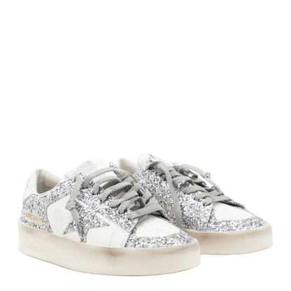Stardan Sneakers in White and Silver Glitter