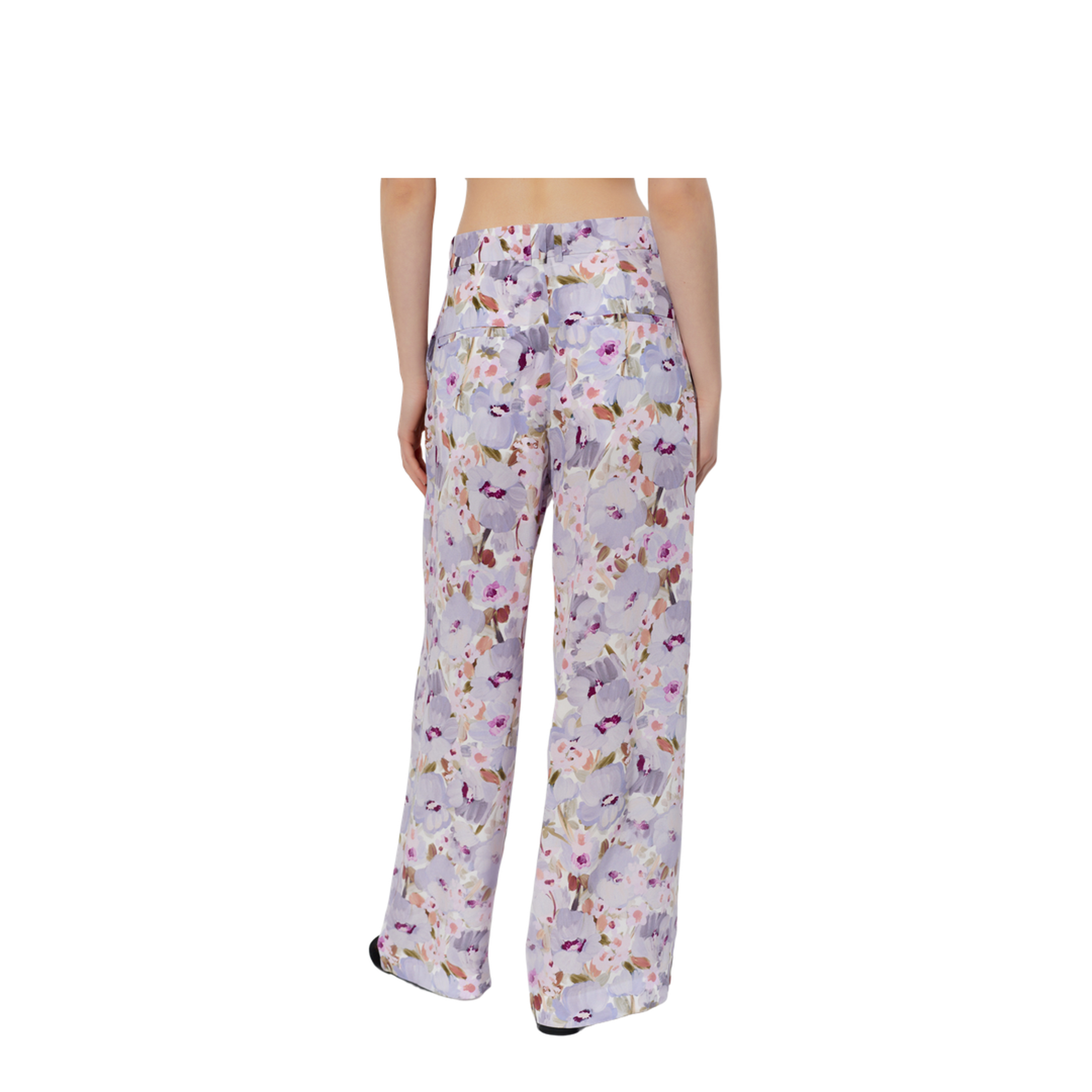 Silk Trousers with a Floral Motif