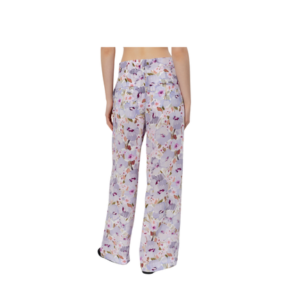 Silk Trousers with a Floral Motif