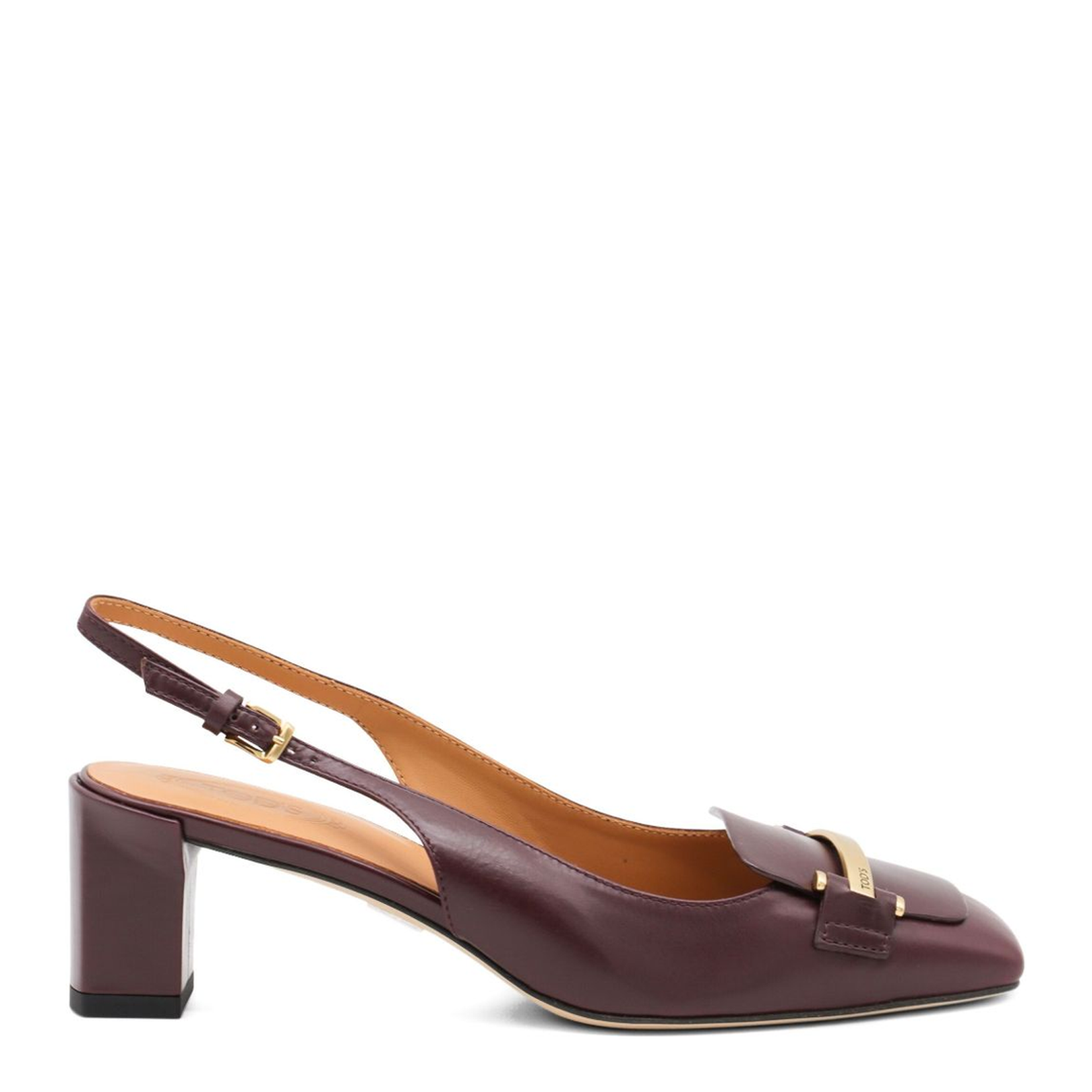 Brown 50Mm Slingback-Bar Pumps