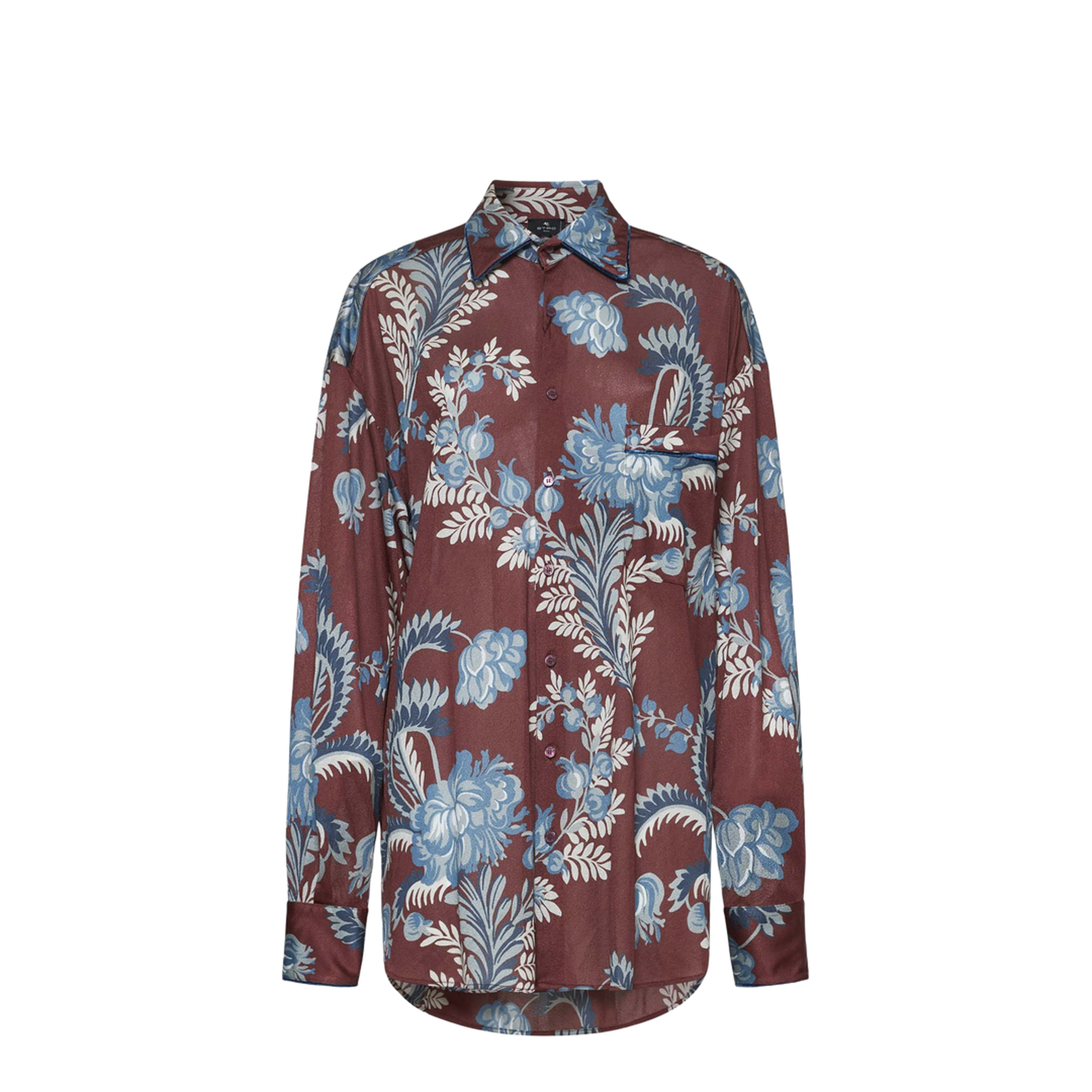 Oversized Shirt Crepe Floral Print