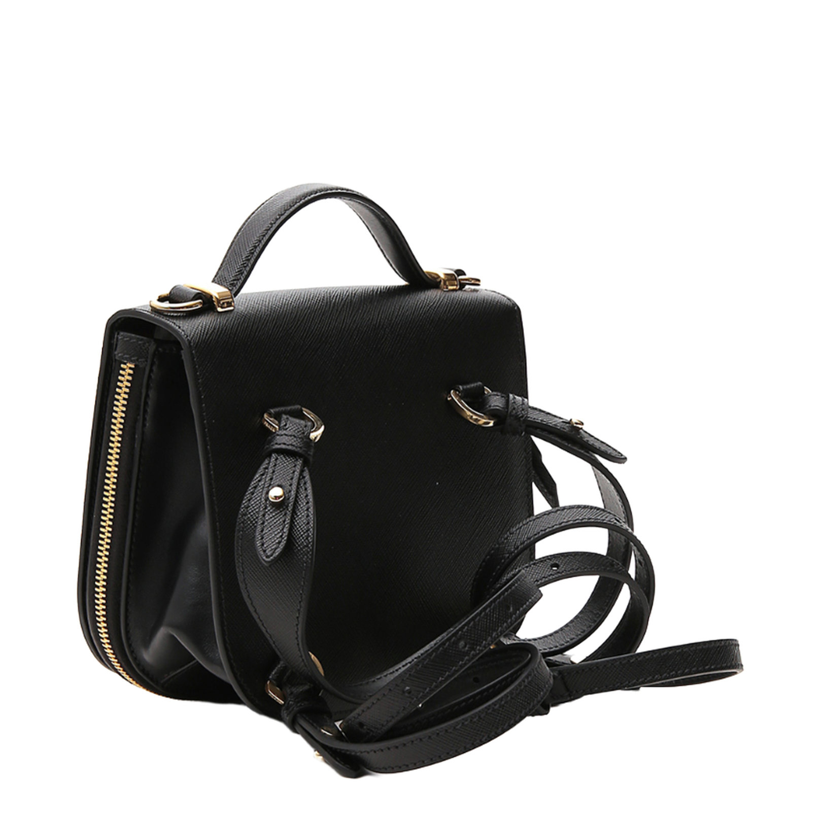 Black Nylon Dual Pouch Backpack