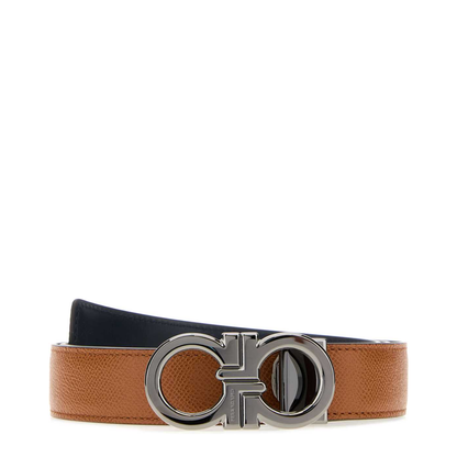 MAYFEYR - Ferragamo - Biscuit Leather Reversible Belt - 670644791058NATNEWNAVDKB