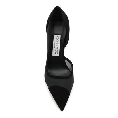 Brigitte 100 Pumps in Black Suede and Mesh