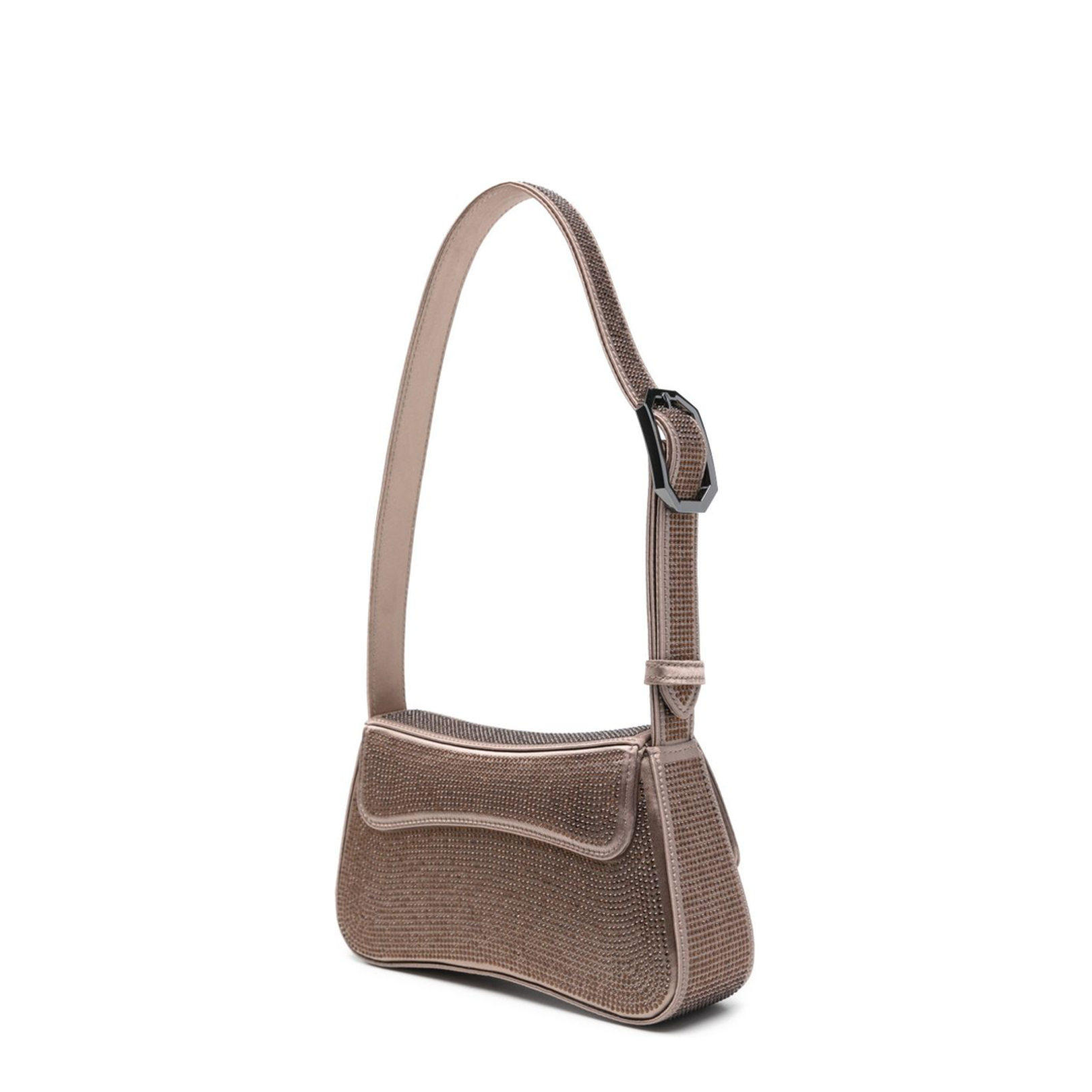 Satin shoulder bag with rhinestones