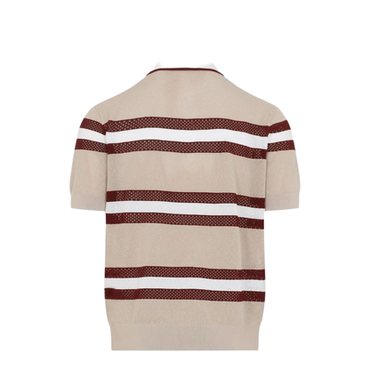 MAYFEYR - Dries Van Noten - Mercy Viscose Mesh Tricolor Striped Polo Shirt - 0212183701