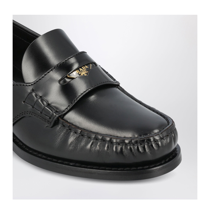 Black Brushed Leather Loafers