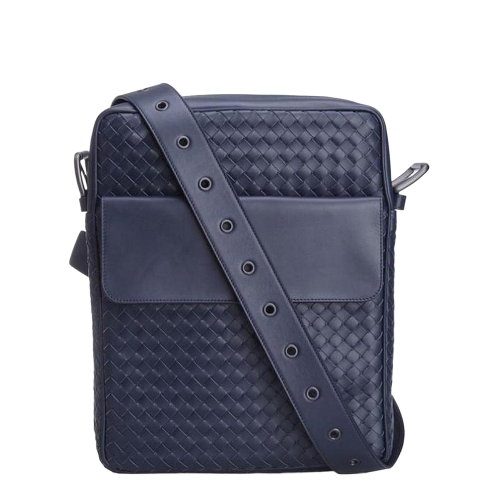 Intrecciato Leather Crossbody Bags - Navy blue