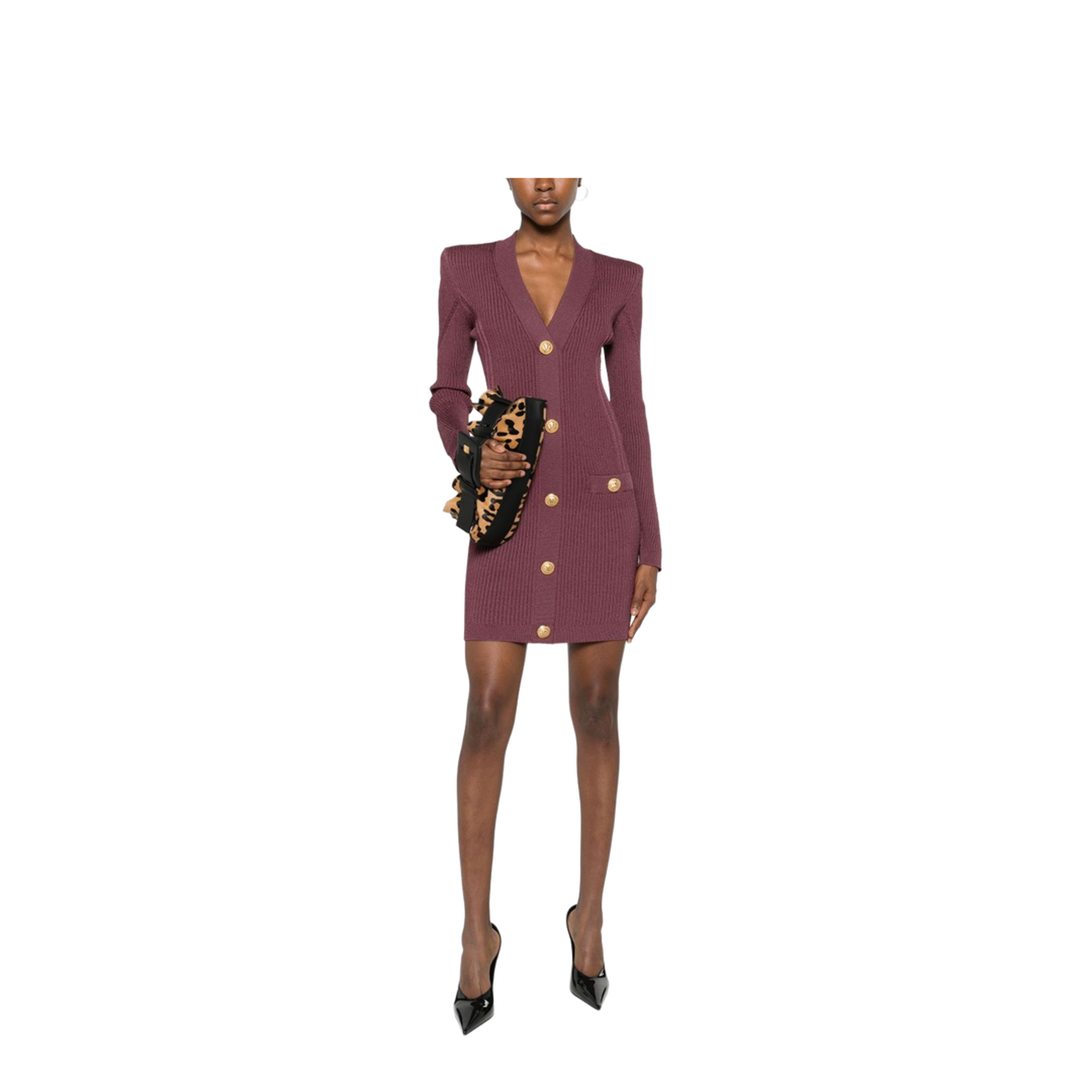 V-necked short dress red