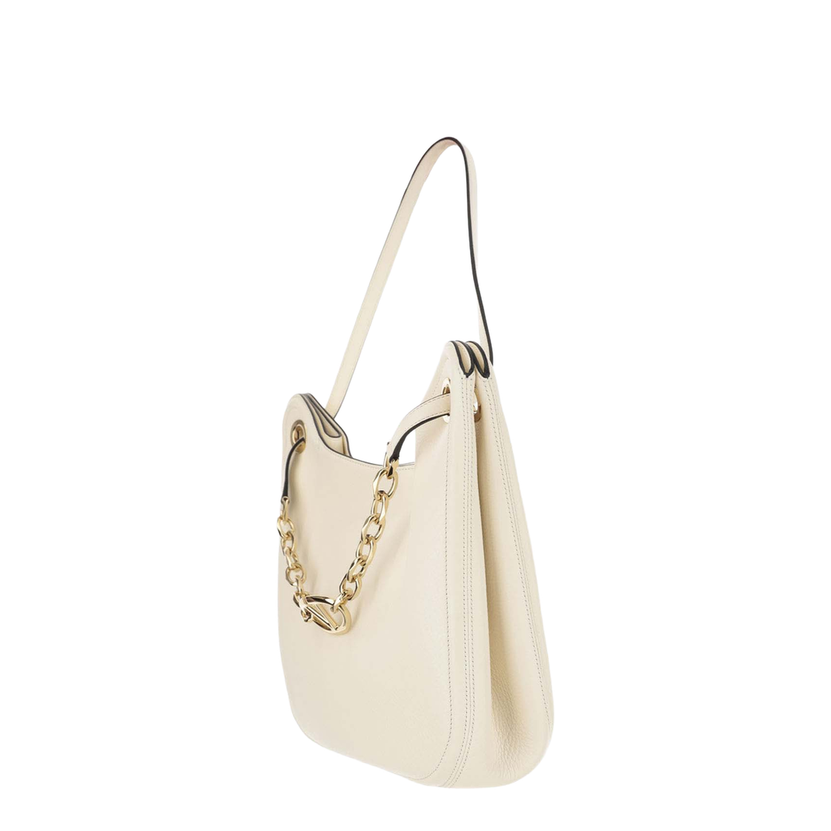Hobo Bag Crafted in Ivory Grained Leather