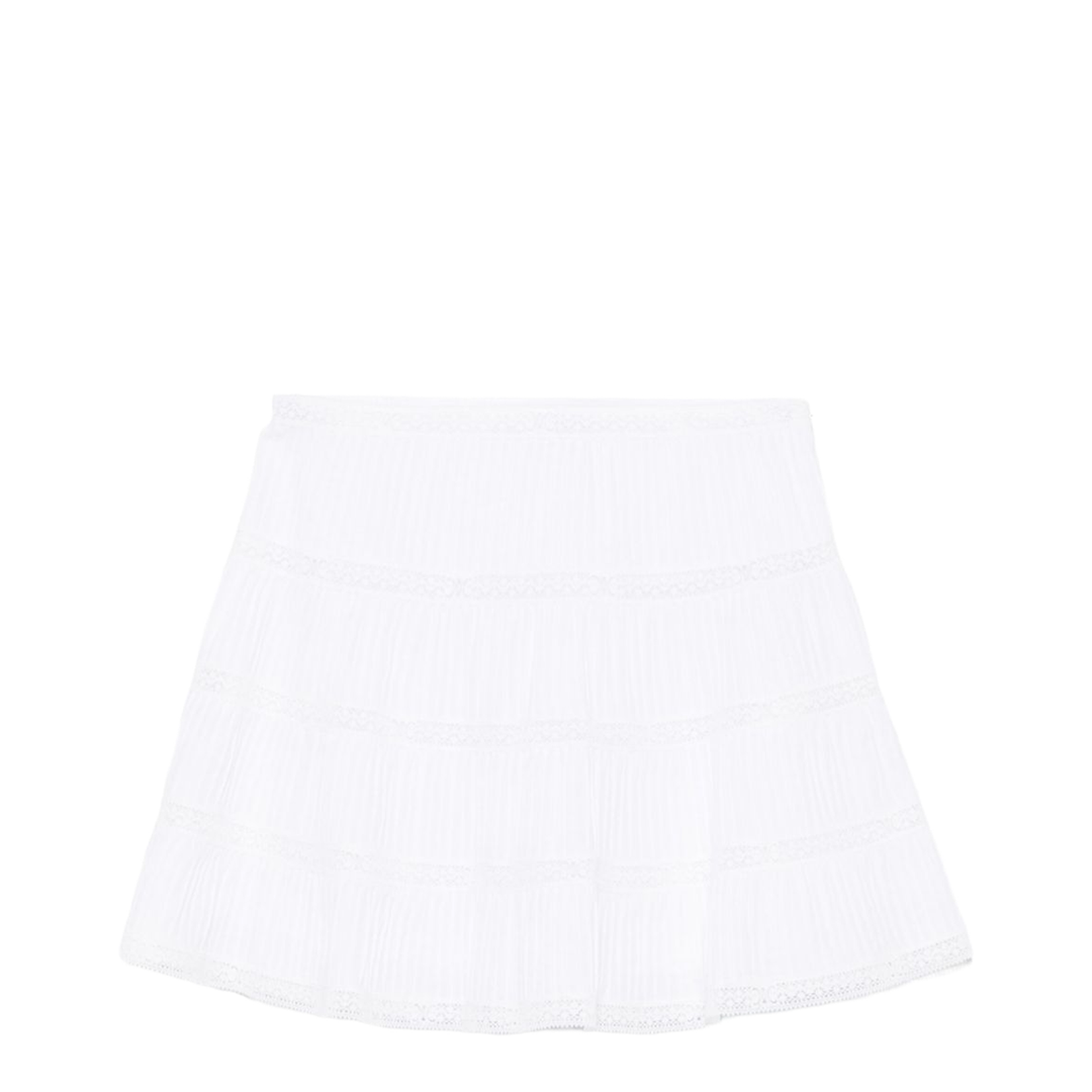 Mini Skirt with Embroidered Trims in Batiste