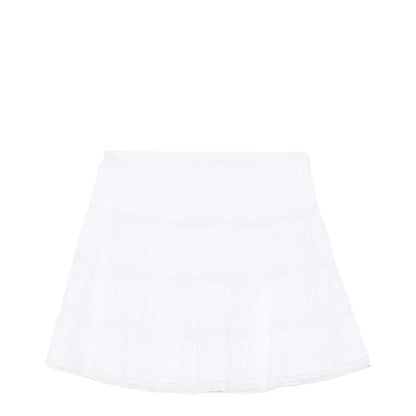 Mini Skirt with Embroidered Trims in Batiste