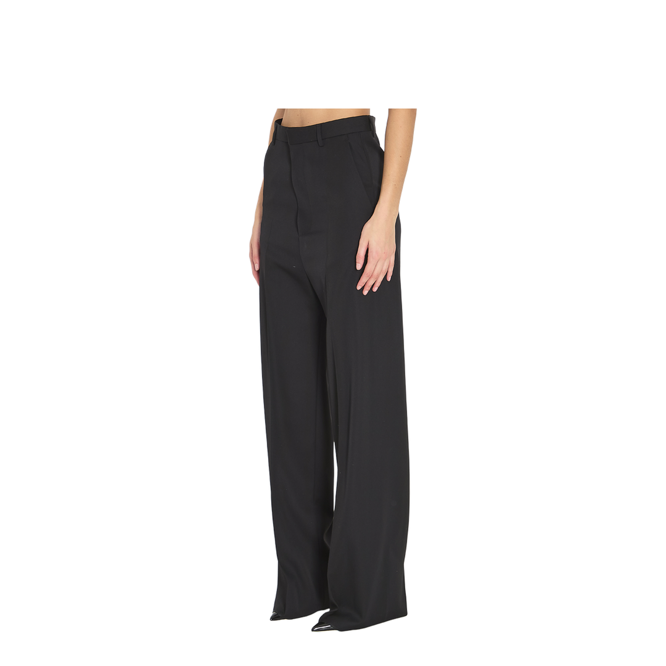 Black Wool Wide-Leg Pant