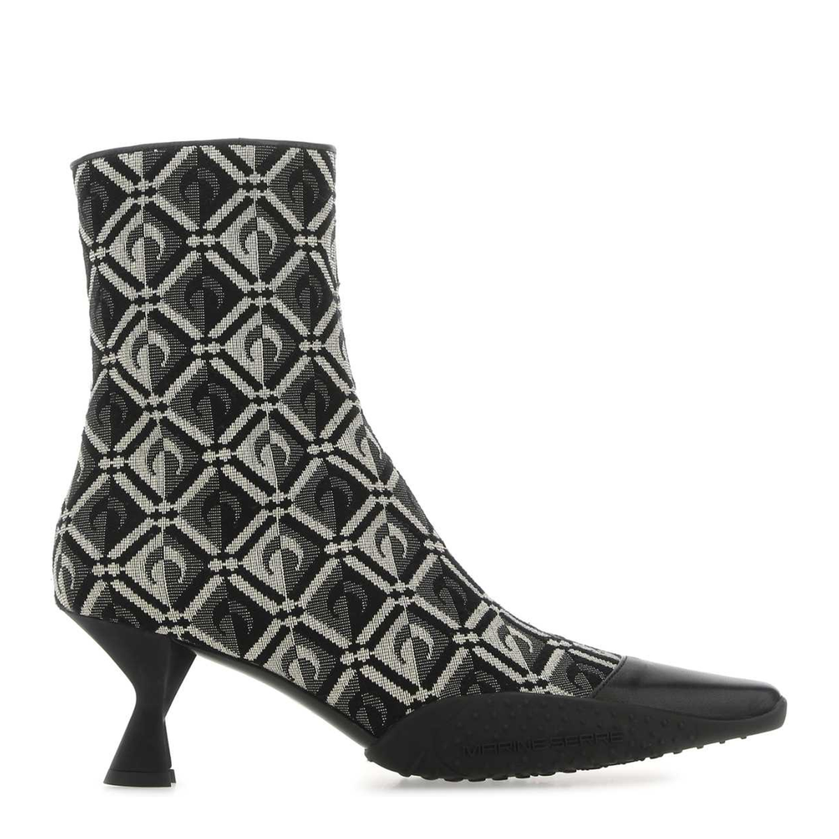MAYFEYR - Marine Serre - Embroidered Cotton Blend Ankle Boots - F057FW22WWOTCO00100