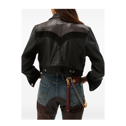 Slim-fit leather blouson