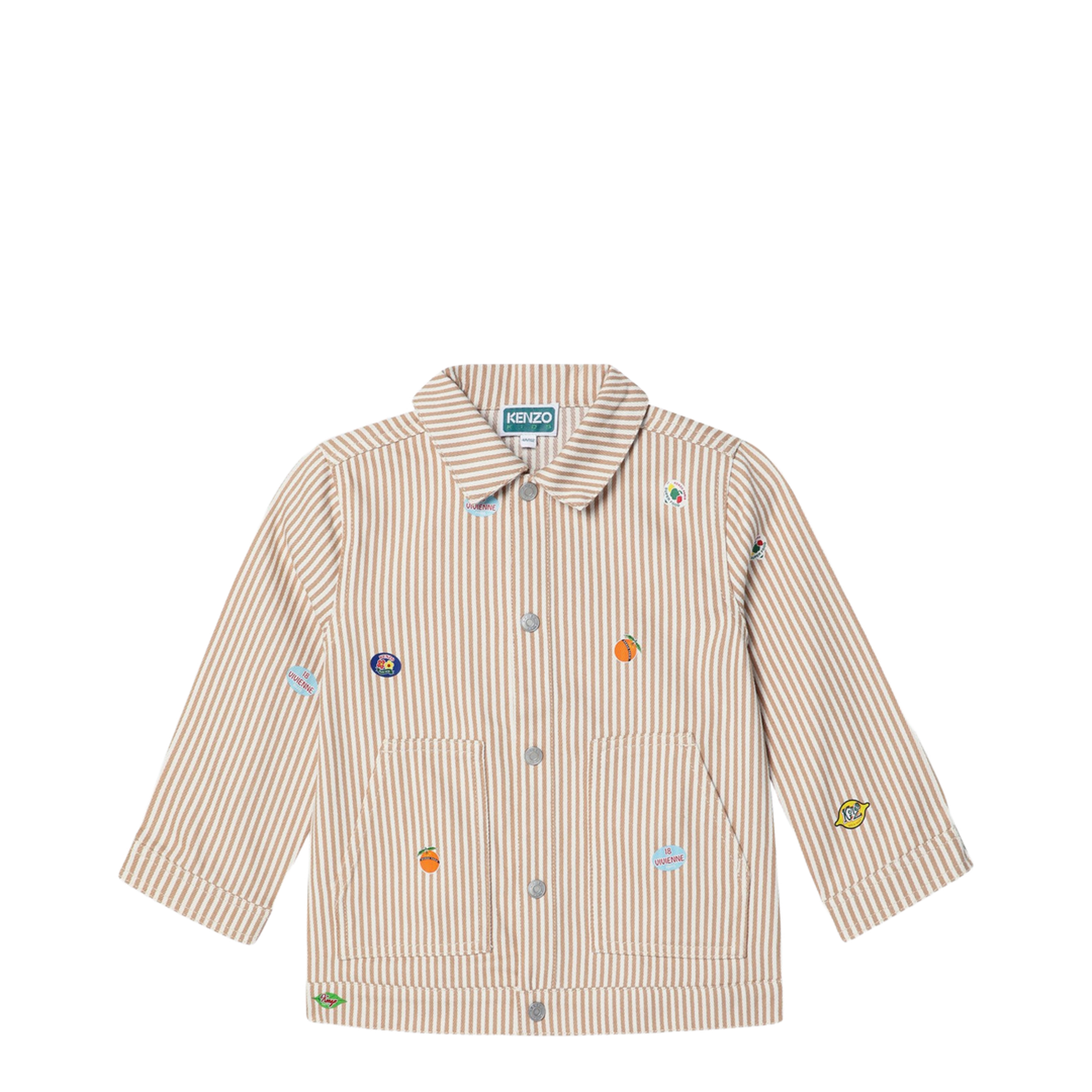 White Sand Striped Denim Jacket