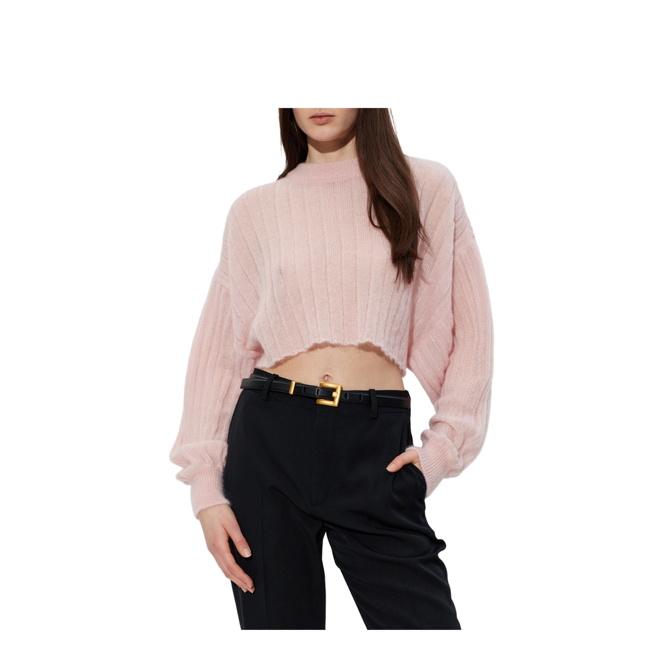 Cropped Mohair Sweater Pink