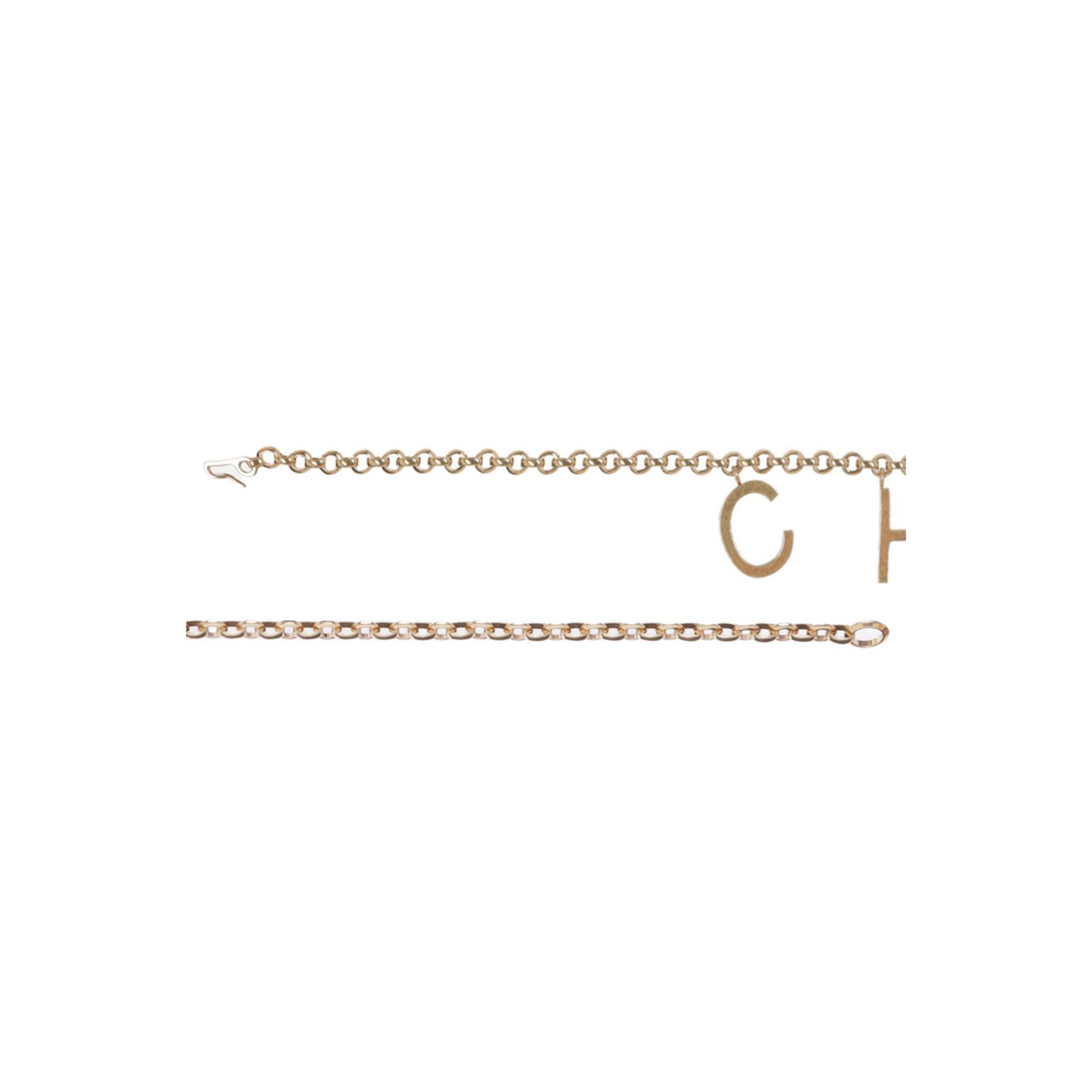 Gold-Tone Interlocking Chain Design Lettered Detailing Adjustable Length Clasp Fastening