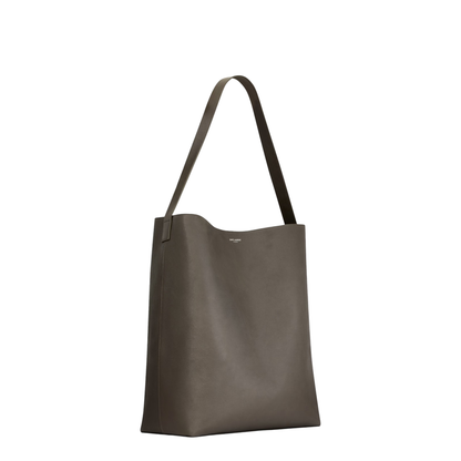 Bold Hobo Bag in Leather in Grey & Silver