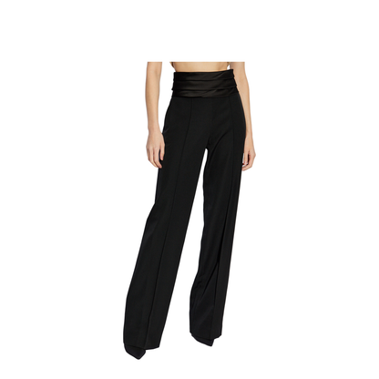 Black High-Waisted Satin Tailored Pants