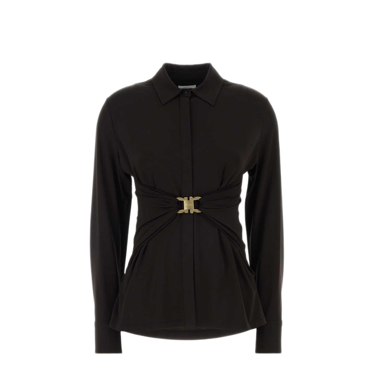 MAYFEYR - Ferragamo - Dark Brown Stretch Viscose Shirt - 13I403795858DARKEXP