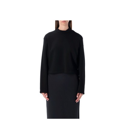 Black Sweatshirt with Asymmetric Hem