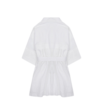 Mini Chemisier Dress in White Poplin