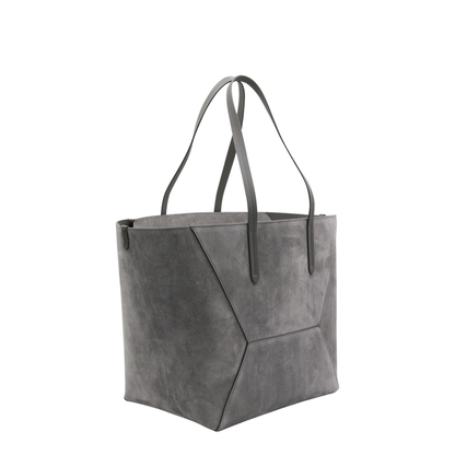 Duo Medium Suede Shopper Tote - Grigio