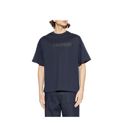 Men's Logo Letter Cotton T-Shirt Blue