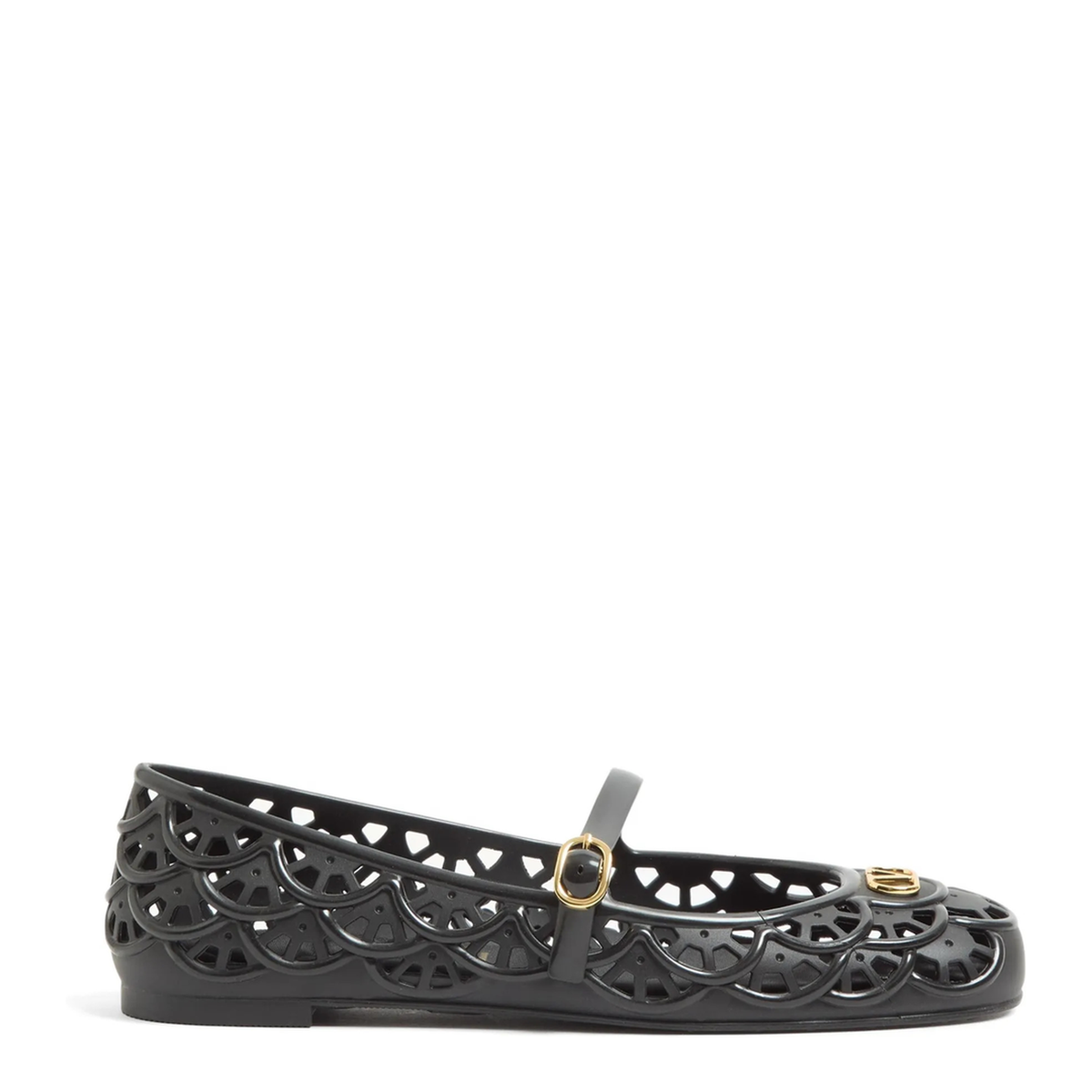 Black VLogo Signature Rubber Ballet Flats