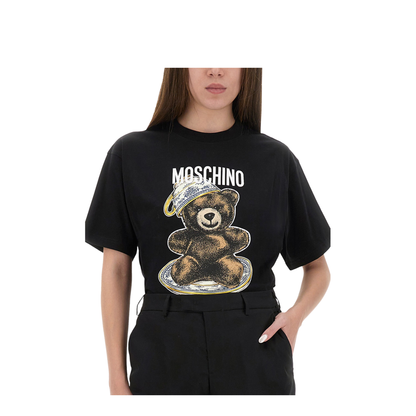 Organic Cotton Jersey T-Shirt with Teddy Bear Print