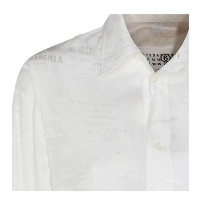 White Shirt with All-Over Logo Graphic