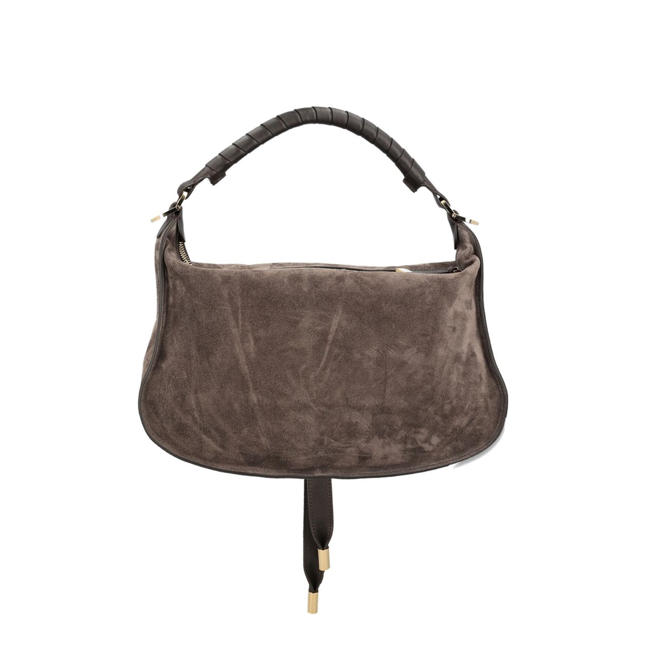 MAYFEYR - Chloè - Small Marcie Shoulder Bag In Suede Leather Brown - CH26SS882P3724X