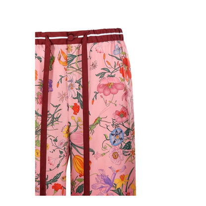 Printed Silk Pants in Pink and Rosso Ancora Red