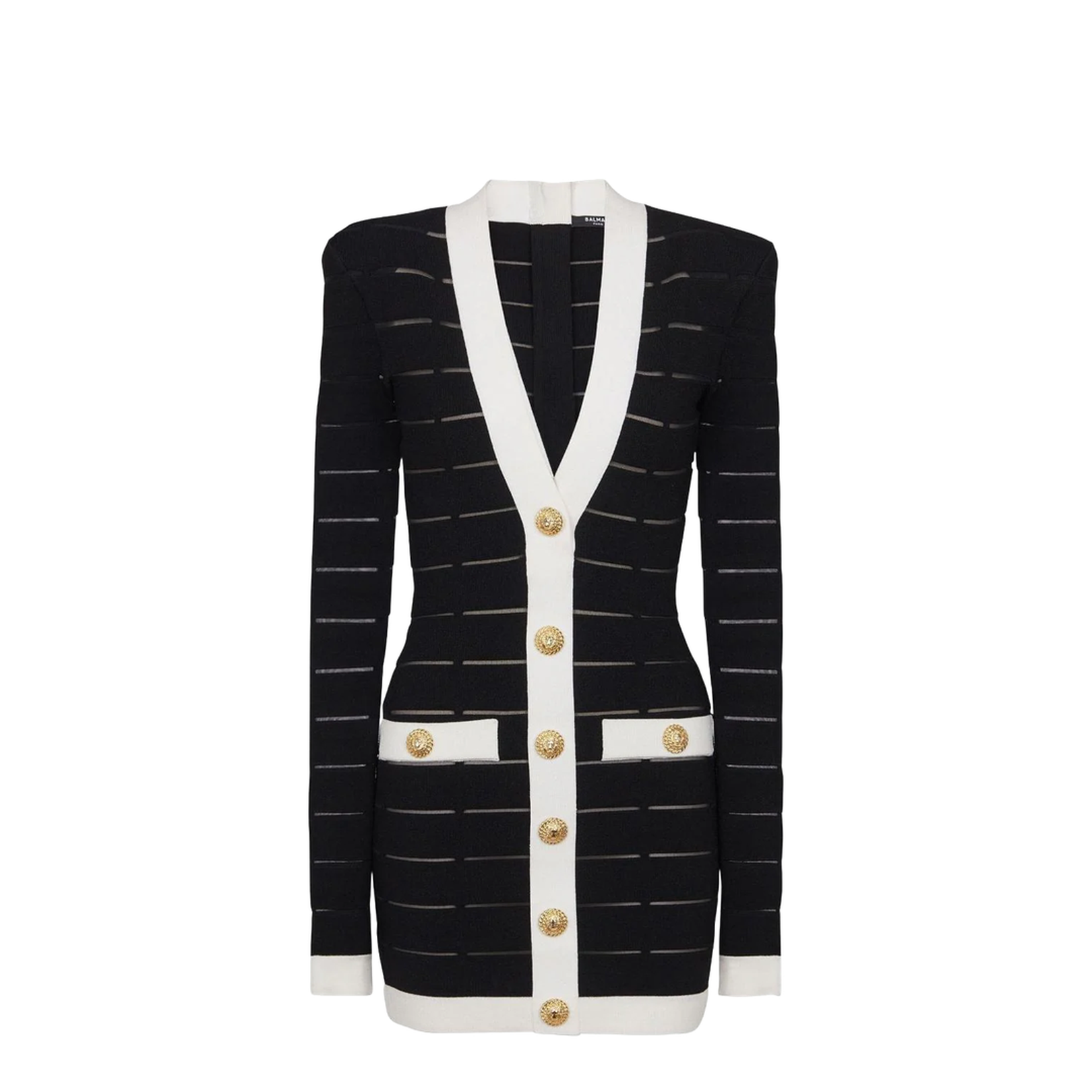 Buttoned Knit Short Dress