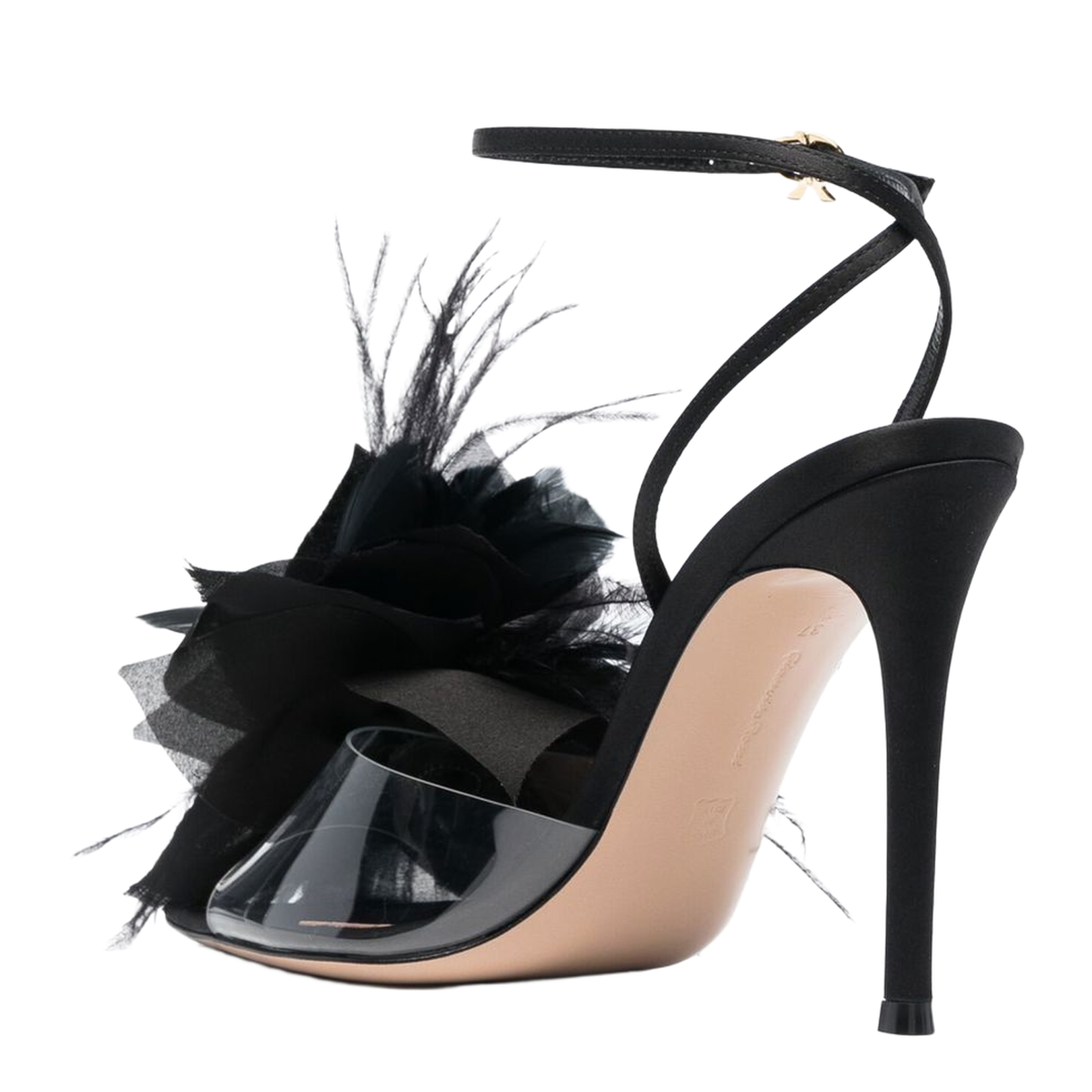Feather-Embellished High Heel Sandals